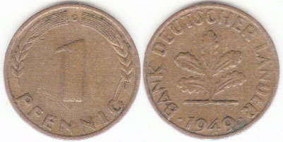 1949 G Germany 1 Pfennig A002816
